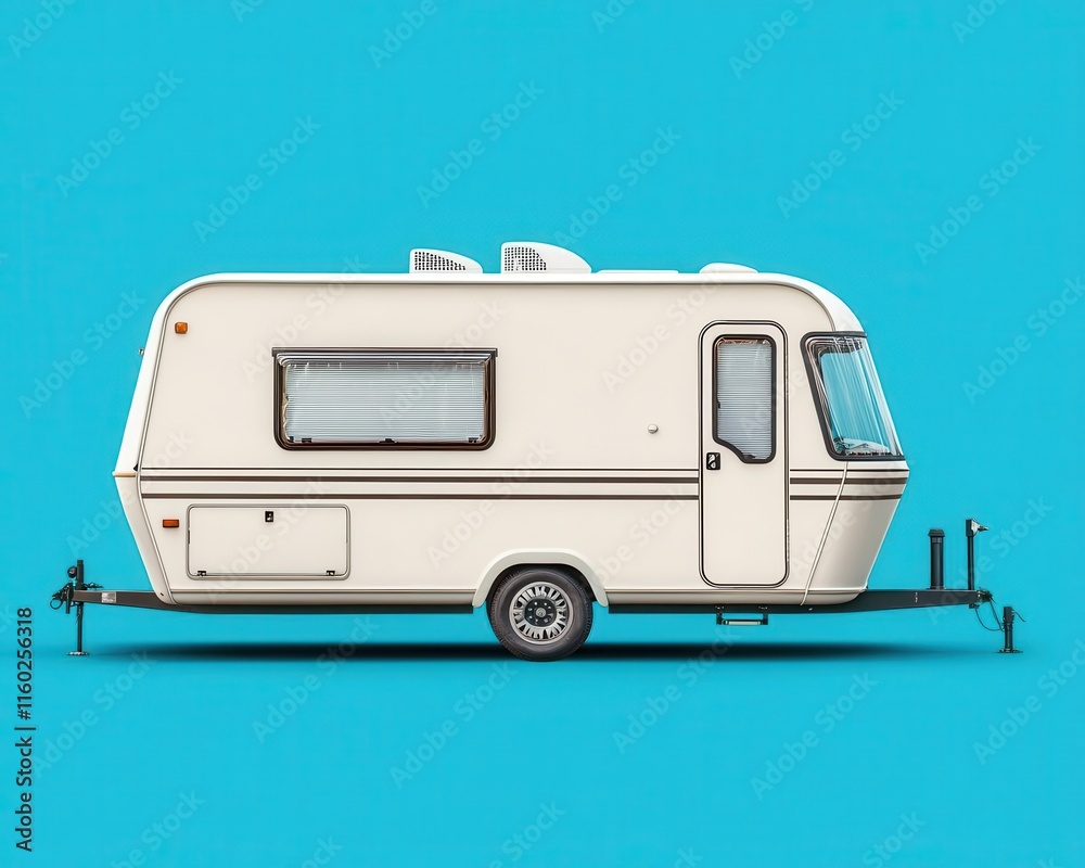 Naklejka premium A luxury travel trailer blueprint featuring highend materials and smart controls