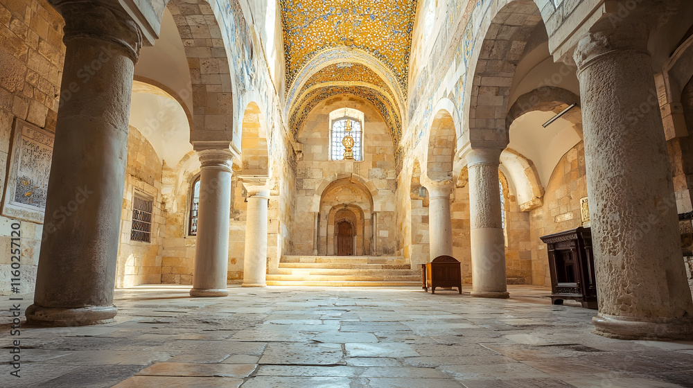 Majestic Interior of Historic Church with Grand Arches and Ornate Ceiling : Generative AI Majestic Interior of Historic Church with Grand Arches and Ornate Ceiling : Generative AI
