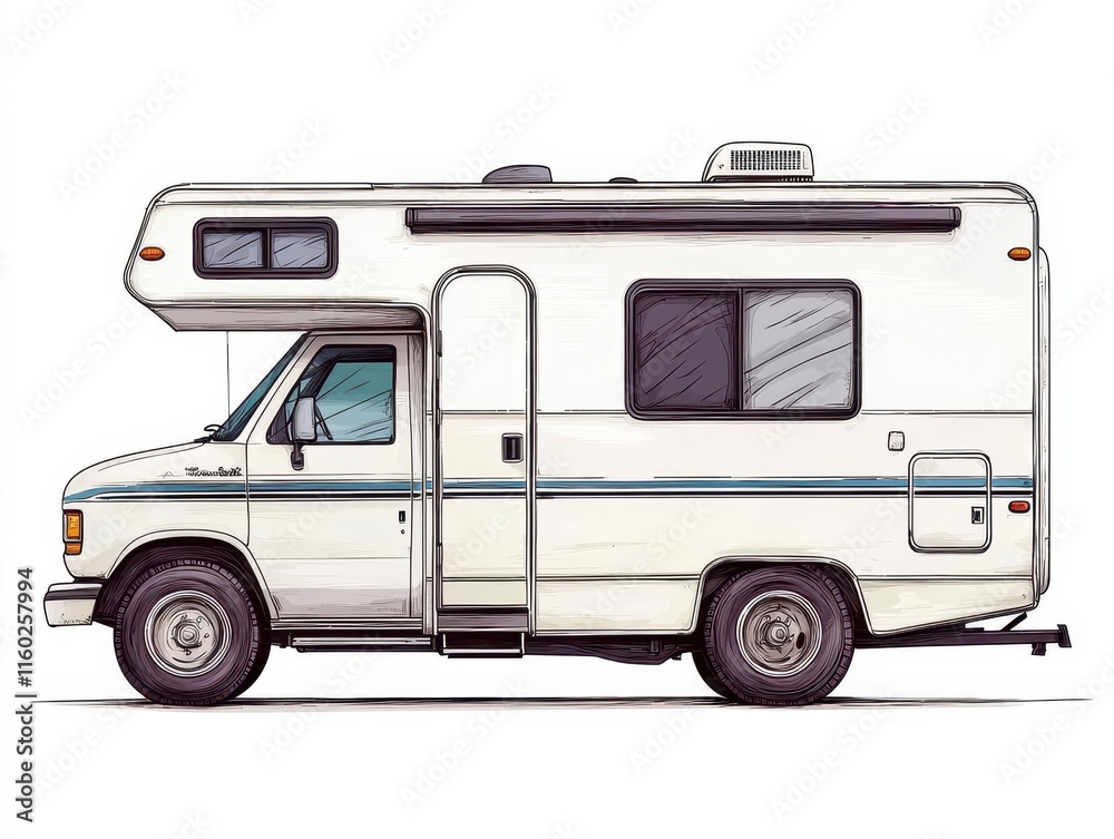 An RV blueprint featuring a rear hatch for easy access to outdoor gear