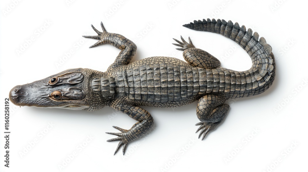 Naklejka premium Top View of a Young Alligator