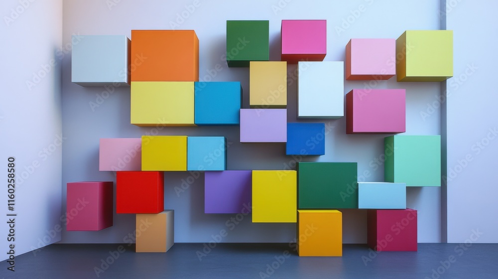 An abstract arrangement of building blocks in a minimalist art gallery, Blocks forming intricate patterns, Contemporary abstract style An abstract arrangement of building blocks in a minimalist art gallery, Blocks forming intricate patterns, Contemporary abstract style