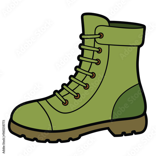 army boots flat style vector isolated illustration white background