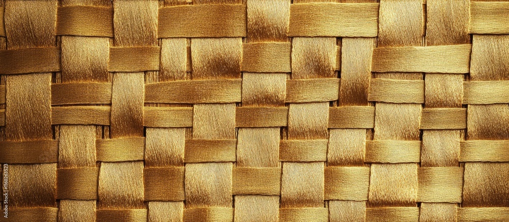 Woven golden satin texture background with elegant sheen and ample space for text or design elements