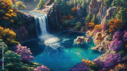 Serene Waterfall and Vibrant Nature Landscape