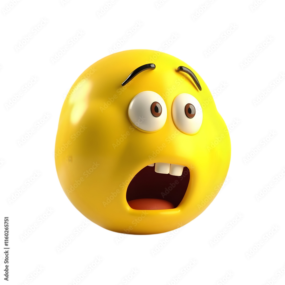 Fototapeta premium 3D cartoon emoji with a scared expression