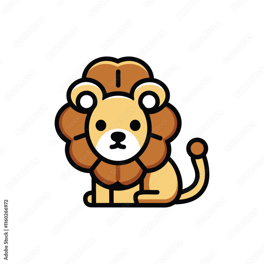 Fototapeta premium cute lion cartoon icon, vector illustration design
