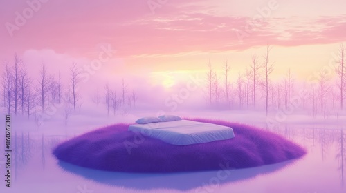 Dreamlike and surrealistic landscape in purplish tones