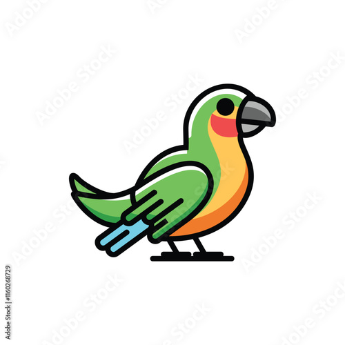 parrot bird vector illustration. cartoon style.