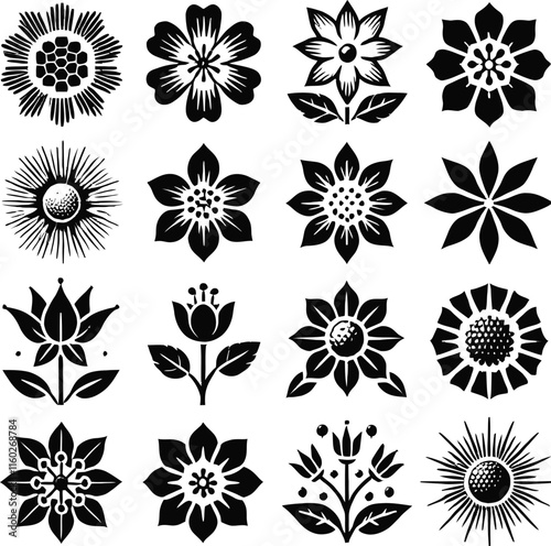 simple flower icons. incredible flower icons art. simple flower vector silhouette art black and white .