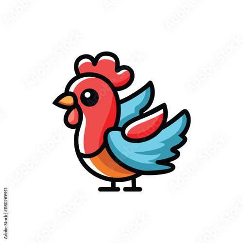 cute colorful cartoon chicken bird