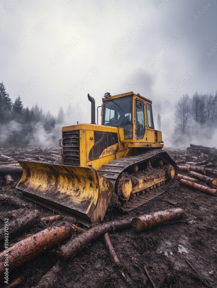 Bulldozer and Logs Bulldozer and Logs