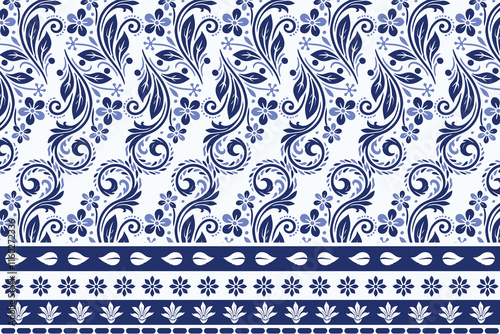 elegant blue seamless floral pattern with arabesque borders for bohemian textile prints vintage wallpaper summer fashion designs and intricate carpet motifs