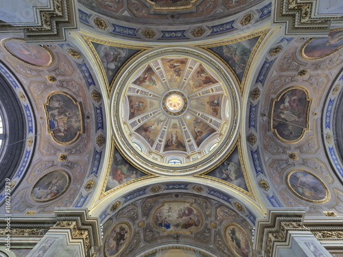 Interieur of Saint Ambrogio church, dome of Vigevano, Lombardy, Italy photo