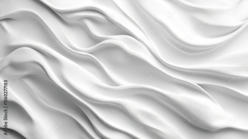 White Fabric Draped in Soft Waves Abstract Design White Fabric Draped in Soft Waves Abstract Design