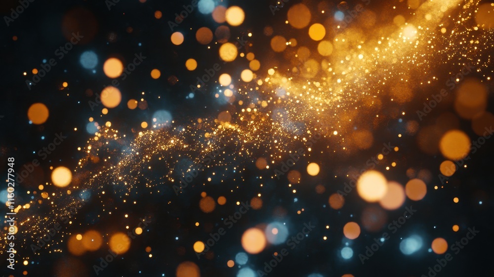 A vibrant, swirling galaxy of golden and blue lights, resembling stardust in a dark background, evokes a sense of wonder and cosmic beauty. A vibrant, swirling galaxy of golden and blue lights, resembling stardust in a dark background, evokes a sense of wonder and cosmic beauty.