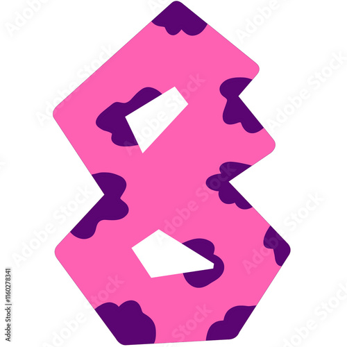 A seamless pattern featuring the number eight in pink and purple colors, perfect for modern design projects, wallpapers, or fashion fabrics. photo