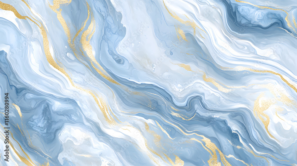 Obraz premium icy blue marble surface with subtle veining and golden veins.