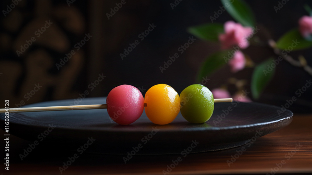 Mitarashi dango, japanese food.