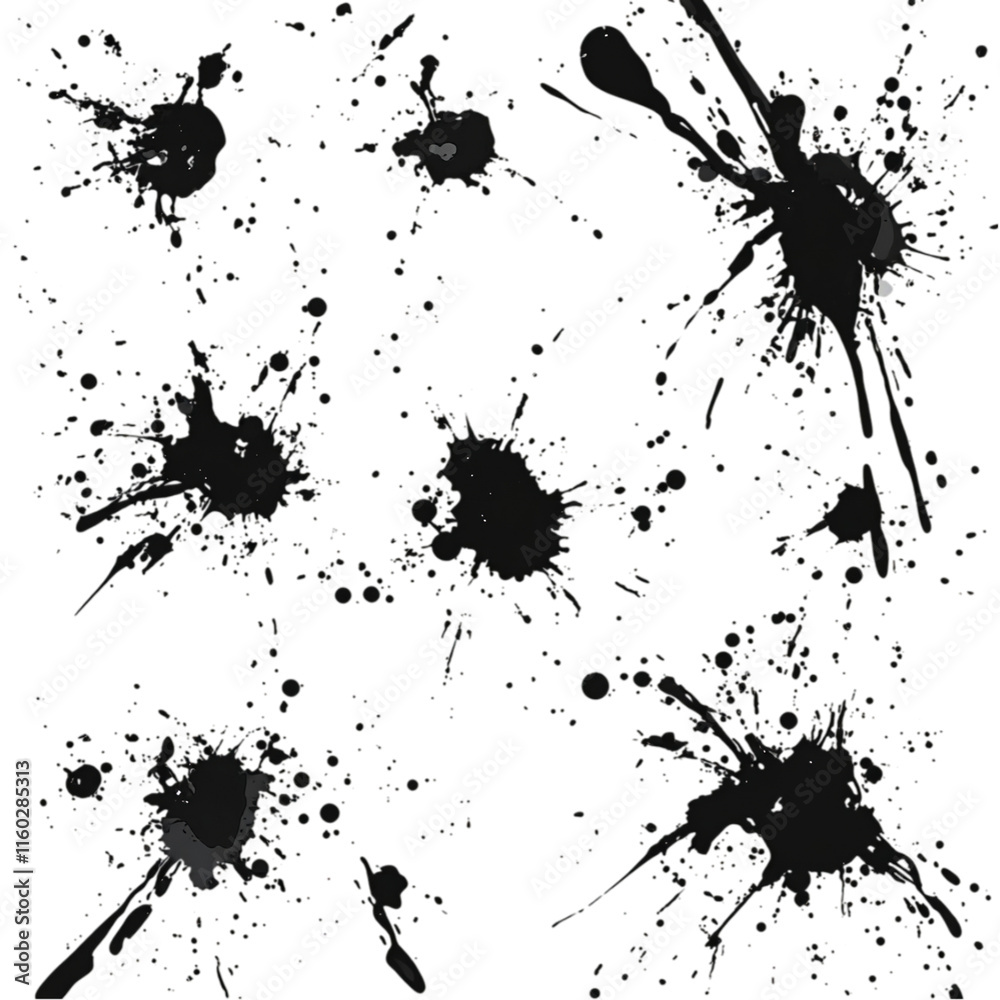 Ink Splats, Detailed, Isolated on transparent Background Ink Splats, Detailed, Isolated on transparent Background