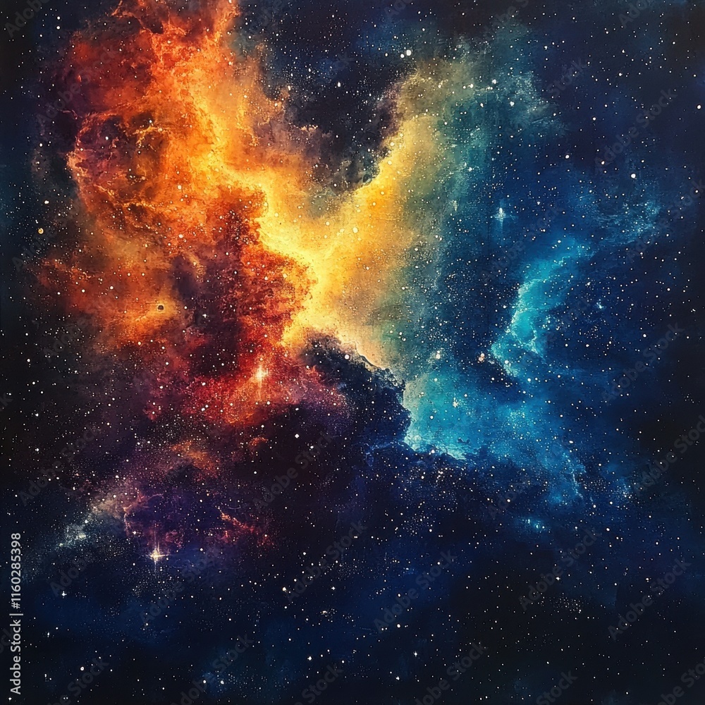 Obraz premium Stellar explosion event in celestial space colorful nebula visual cosmic environment awe-inspiring viewpoint