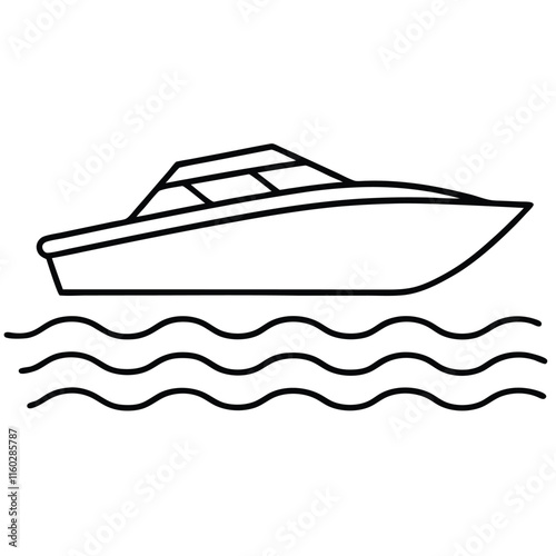 speed boat flat style vector isolated illustration white background