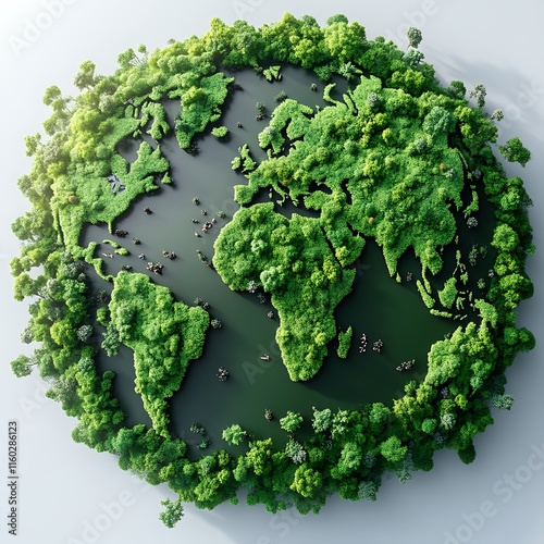 Lush Green Earth: A Verdant World Map in Eco-Artistic Style photo