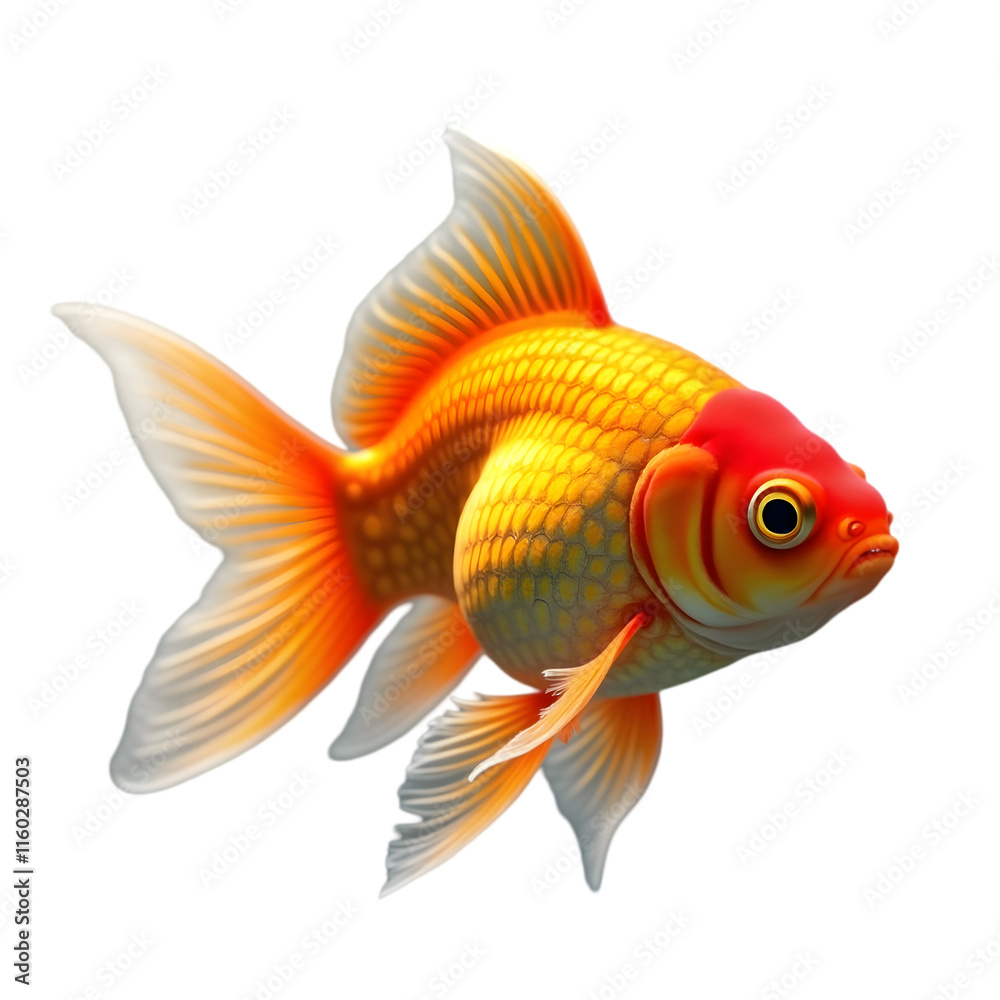 Vibrant Goldfish in Detailed Close-Up Vibrant Goldfish in Detailed Close-Up