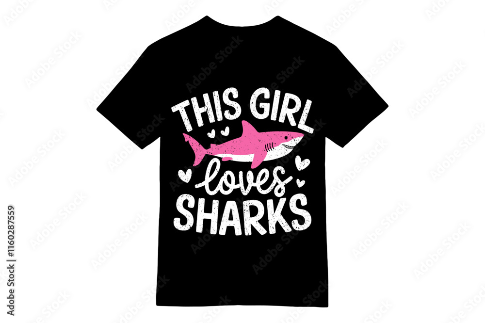 This Girl Loves Sharks - Pink Shark Affection T-Shirt This Girl Loves Sharks - Pink Shark Affection T-Shirt