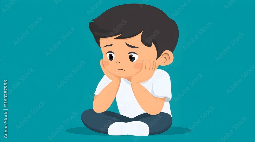Child expressing sadness in a bright room digital illustration emotional environment Child expressing sadness in a bright room digital illustration emotional environment