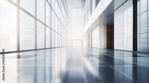 Wallpaper Mural An empty hallway with reflection of sun. Business, office, corridor, skyscraper window, light, building, room. Room with a window and light from the window. A corridor in an building. Lifestyle. Torontodigital.ca