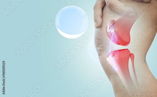 Treat bone and joint disease, increase knee collagen 3d rendering