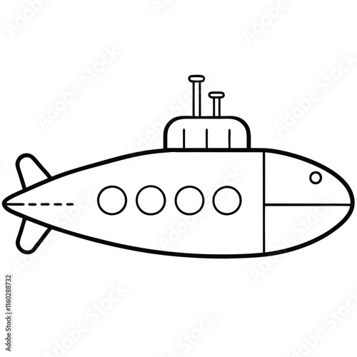 Submarines flat style vector isolated illustration white background