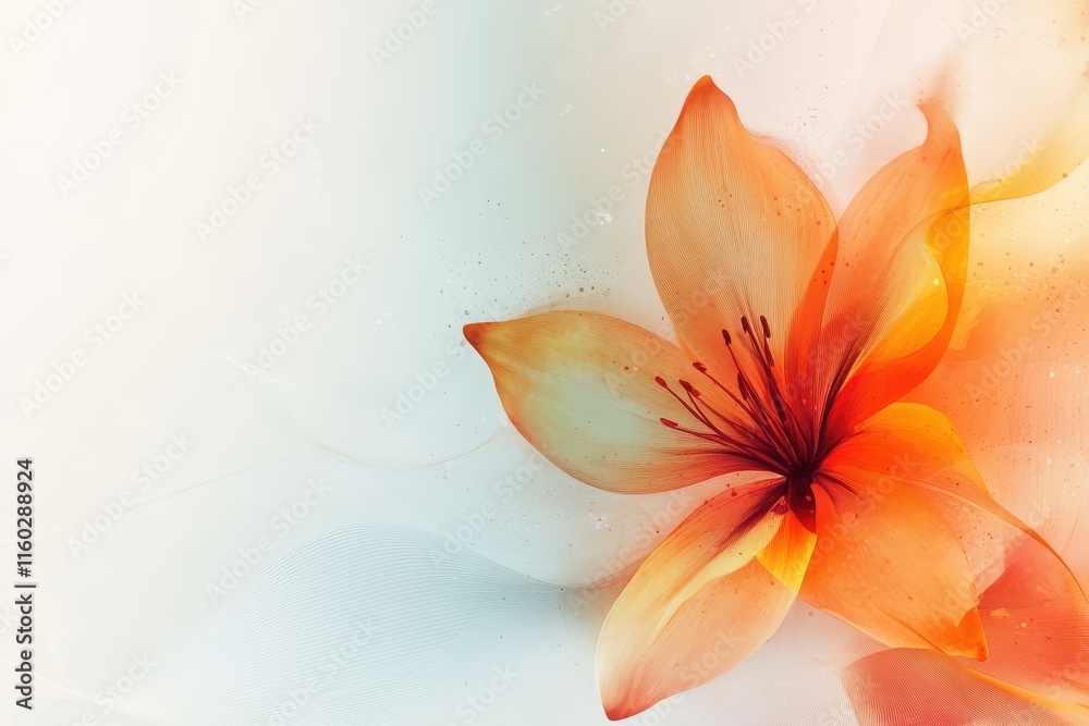 Fototapeta premium Delicate Orange Lily Flower with Abstract Background