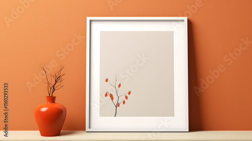 White Framed Artwork on Minimalist Background, Square Frame Still Life, 32K UHD Resolution, Den IKEA-Inspired Decor, Medium Format Hanging Picture, Simple Design, Cartoon Style, Cozy Home Interior.