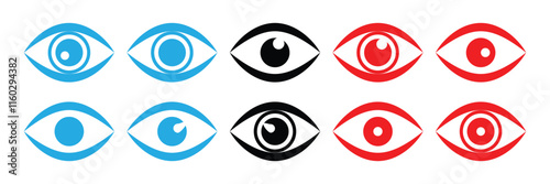 eye icon set. vision icon, see view icons eyesight symbol invisible eye hide icon, incognito icon no eye view hidden icon set. eye scan icons. eps 10.