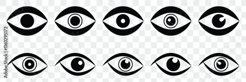 Eye icon vector isolated on transparent background. eye line icon set of vector. Eye icon.