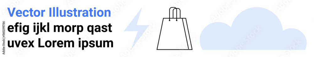 White background with a shopping bag icon next to a lightning bolt and blue cloud. Ideal for e-commerce, digital marketing, online shopping, cloud services, technology, retail, and branding. Landing White background with a shopping bag icon next to a lightning bolt and blue cloud. Ideal for e-commerce, digital marketing, online shopping, cloud services, technology, retail, and branding. Landing