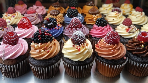 Colorful Assortment of Gourmet Cupcakes