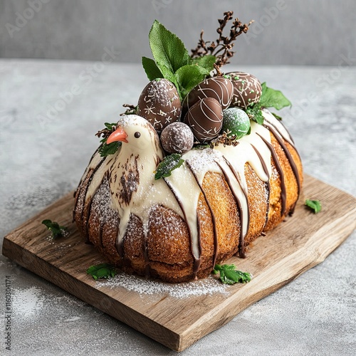Easter Dove Cake with Chocolate Eggs