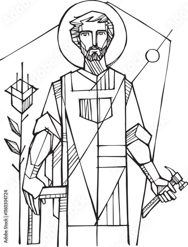 Saint Joseph carpenter illustration