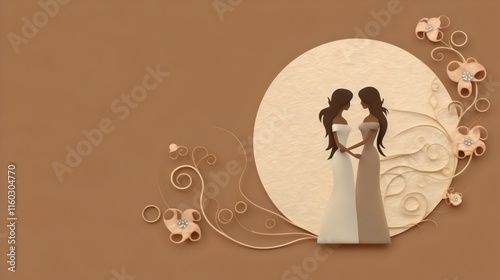 Romantic Lesbian Wedding Silhouette