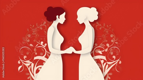 Romantic Lesbian Wedding Silhouette