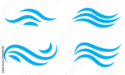 Blue waves icon vector set. Wave illustration sign collection. ocean symbol. water logo.
