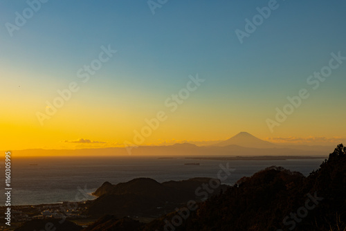 夕焼けの富士山