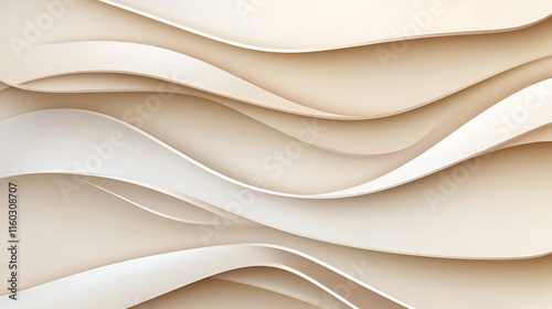 Abstract beige and white wave background. background backdrop banner image with window for online presentations and zoom meetings idea for copy space photo