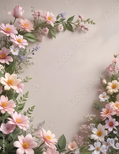 Wallpaper Mural Soft pastel flower border with a springtime feel, elegant, blossom, spring, pastel, soft pastel Torontodigital.ca