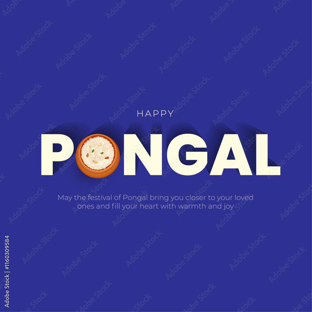 Obraz premium Happy Pongal Festival Post and Greeting Card. Tamil Harvest Festival Pongal Celebration Background Vector Illustration