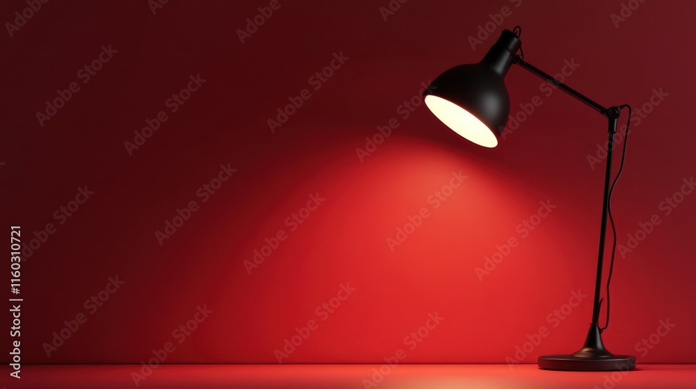 Illuminated Red: A Dramatic Desk Lamp in a Crimson Room Illuminated Red: A Dramatic Desk Lamp in a Crimson Room