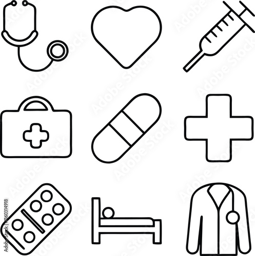 Healthcare Symbols Medical Icons, Heart, Doctor, Clinic, Hospital