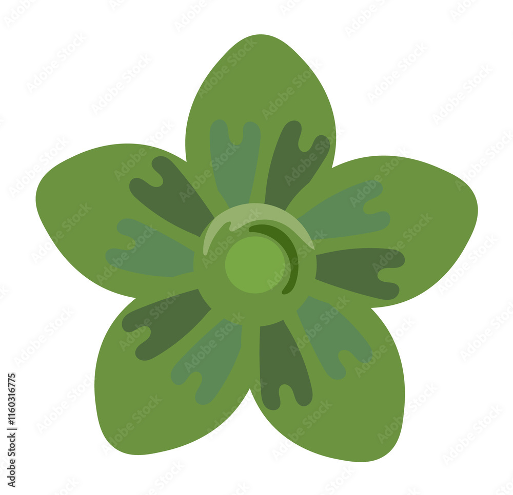 Flat Style Flower Icon in Green Color. Flat Style Flower Icon in Green Color.